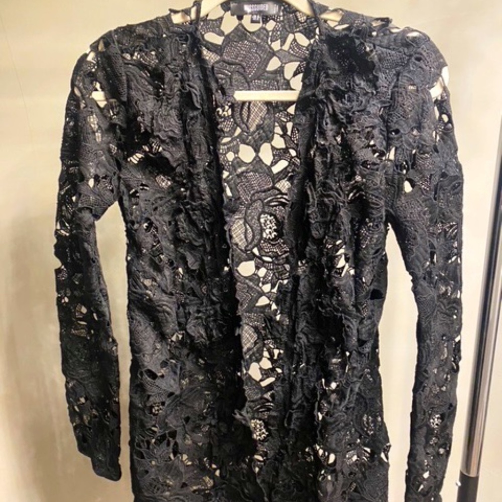 Black Lace Floral Cover Up